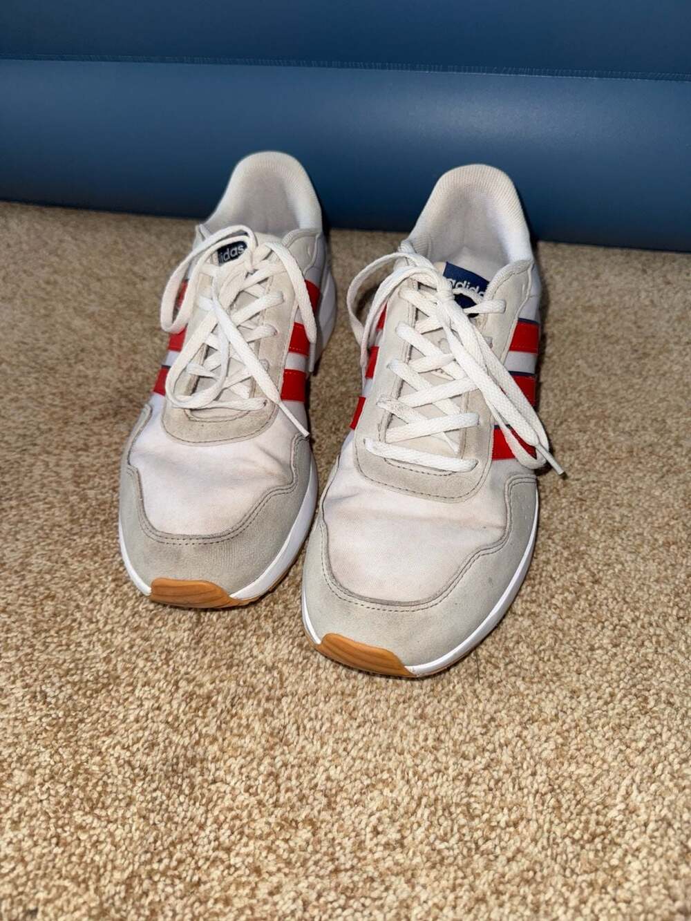 adidas Run 60s Shoes Size 6 White Red Blue Sneakers